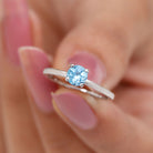 1/2 CT Solitaire Swiss Blue Topaz Ring for Her Swiss Blue Topaz - ( AAA ) - Quality - Rosec Jewels