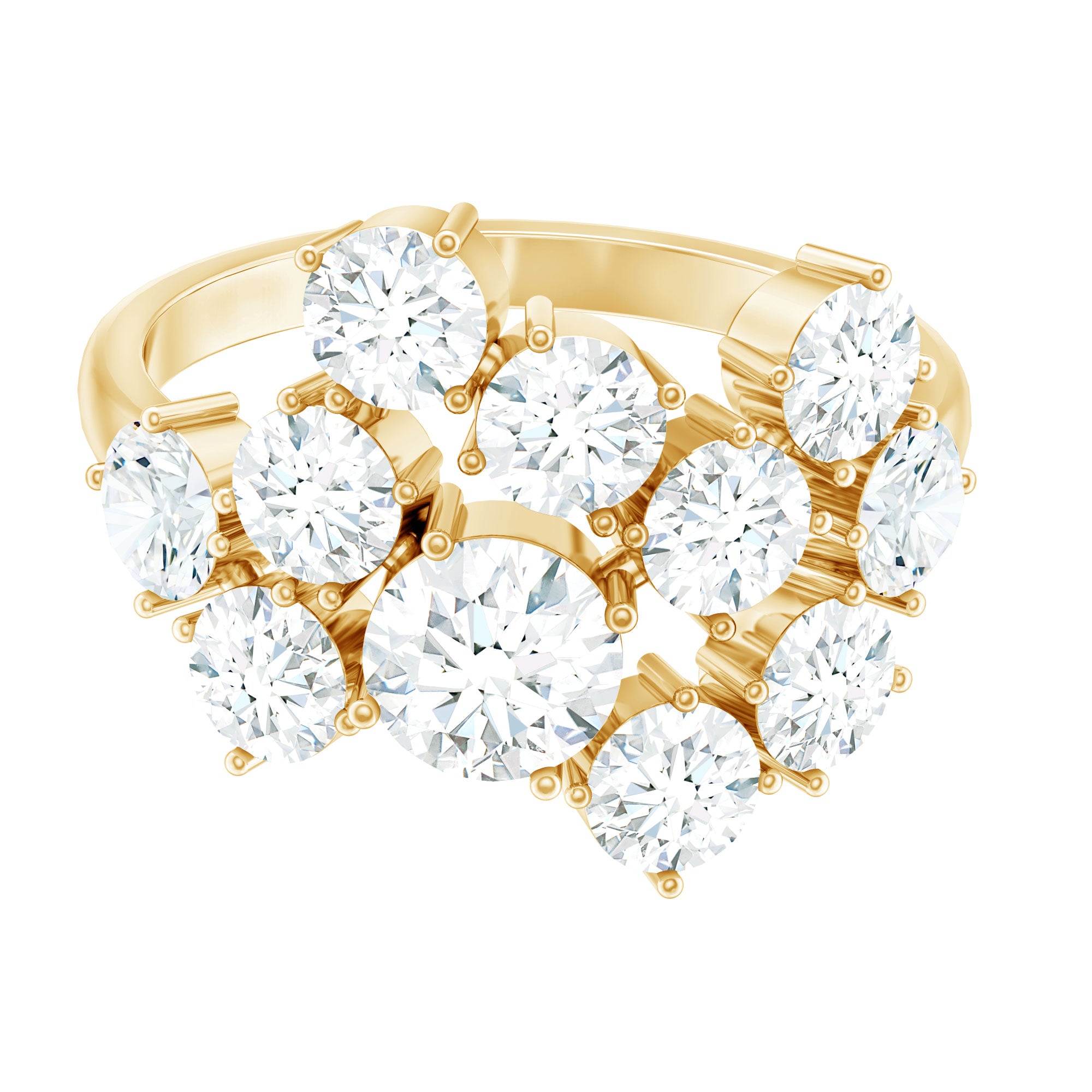 Rosec Jewels-Round Moissanite Cluster Statement Cocktail Ring