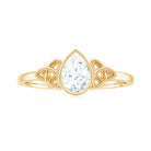 Pear Shaped Moissanite Solitaire Celtic Knot Ring in Bezel Setting Moissanite - ( D-VS1 ) - Color and Clarity - Rosec Jewels