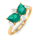 Pear Shape Emerald and Diamond Cluster Promise Ring Emerald - ( AAA ) - Quality - Rosec Jewels