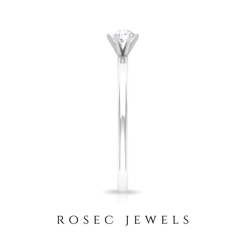 Minimal Round Diamond Solitaire Ring in Gold Diamond - ( HI-SI ) - Color and Clarity - Rosec Jewels