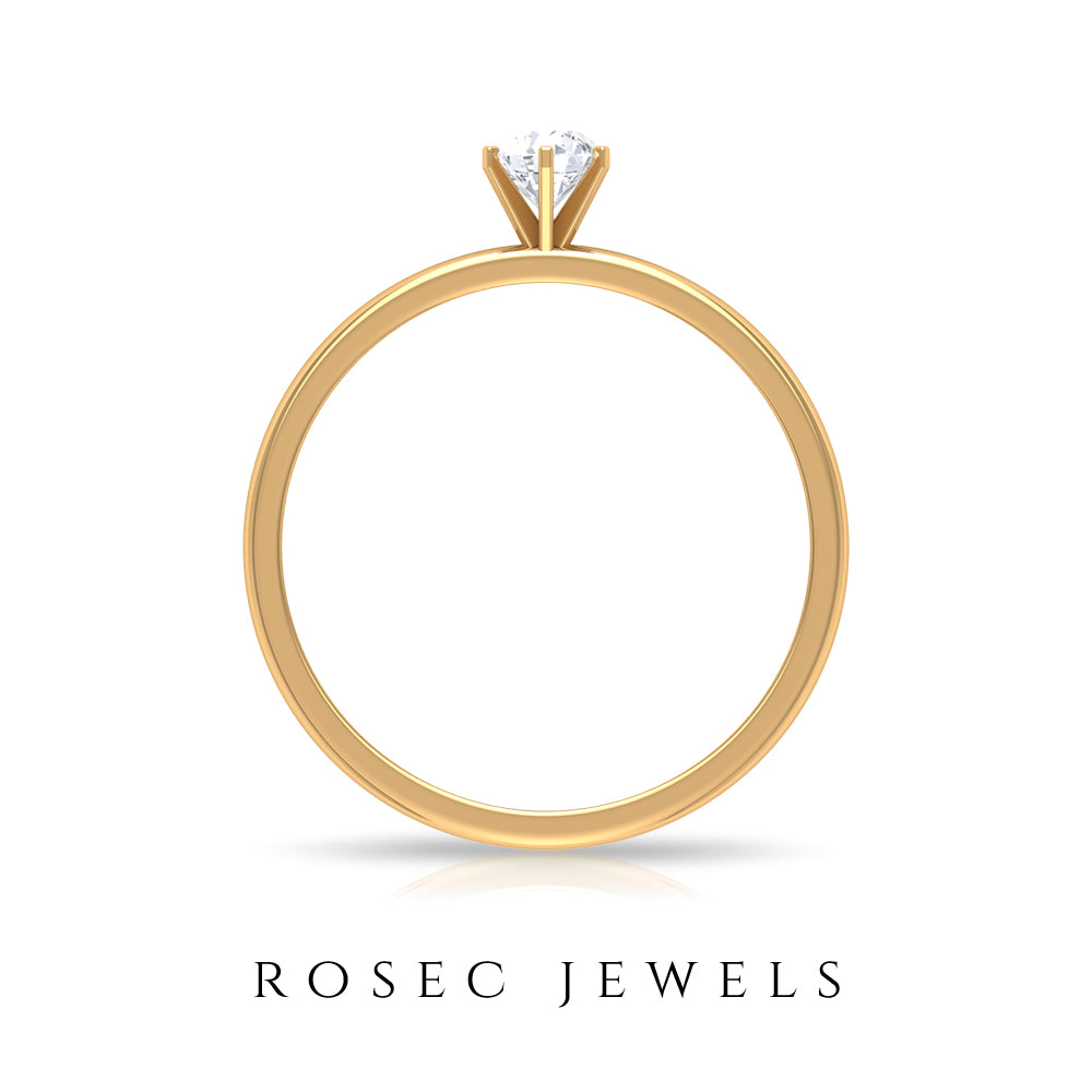 Minimal Round Diamond Solitaire Ring in Gold Diamond - ( HI-SI ) - Color and Clarity - Rosec Jewels