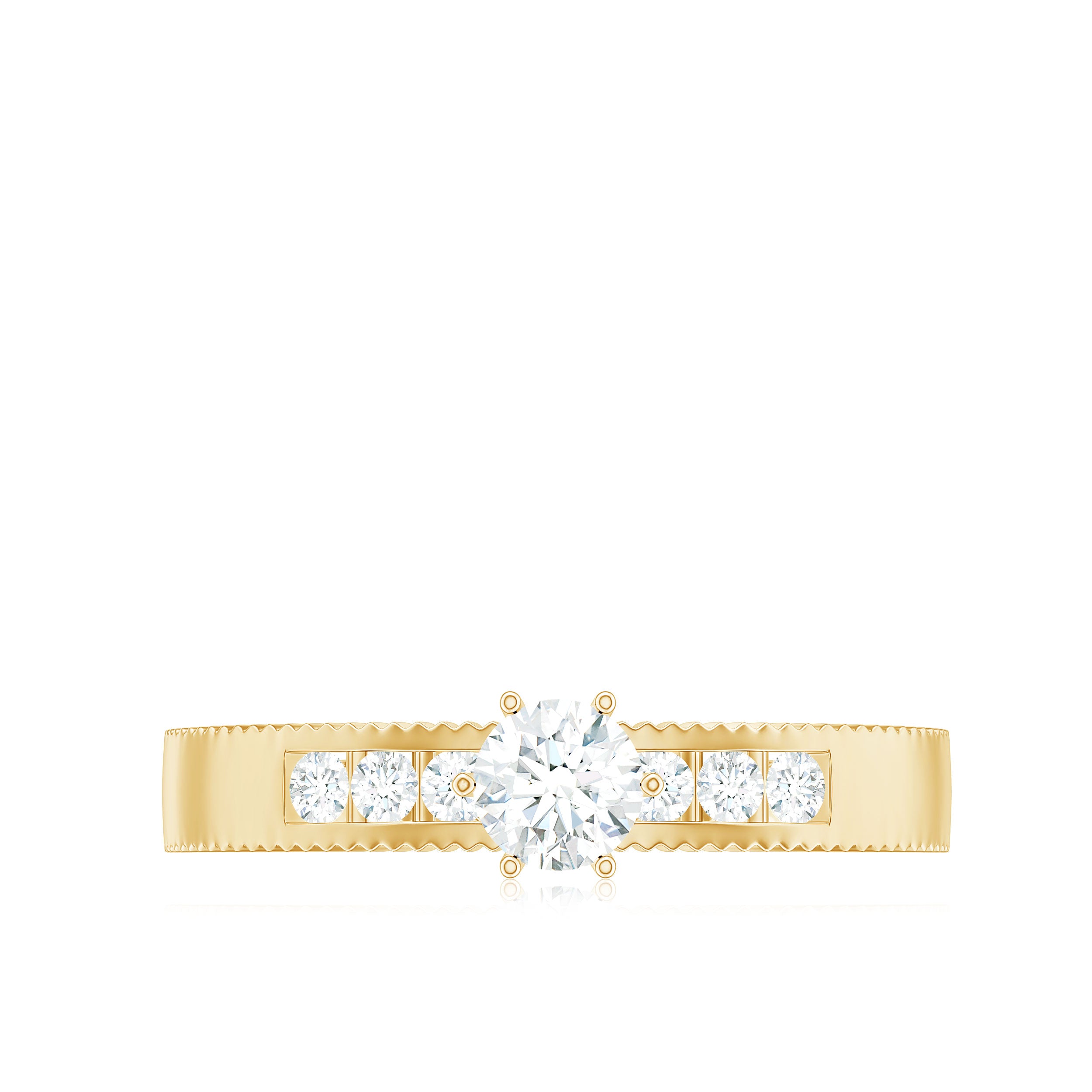 0.5 CT Natural Diamond Solitaire Gold Band Ring Diamond - ( HI-SI ) - Color and Clarity - Rosec Jewels