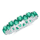 Claw Set Lab-Created Emerald Heart Eternity Band Ring in Gold Lab Created Emerald - ( AAAA ) - Quality - Rosec Jewels