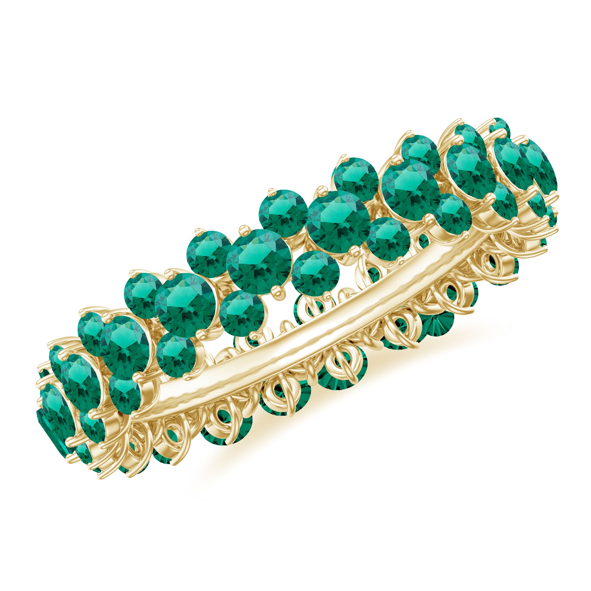 3 CT Prong Set Lab-Created Emerald Full Eternity Band Ring Lab Created Emerald - ( AAAA ) - Quality - Rosec Jewels