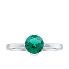 6 MM Round Cut Lab Created Emerald Solitaire Ring in Lotus Basket Setting Lab Created Emerald - ( AAAA ) - Quality - Rosec Jewels