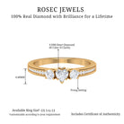 Natural Diamond Three Stone Ring with Beaded Details Diamond - ( HI-SI ) - Color and Clarity - Rosec Jewels