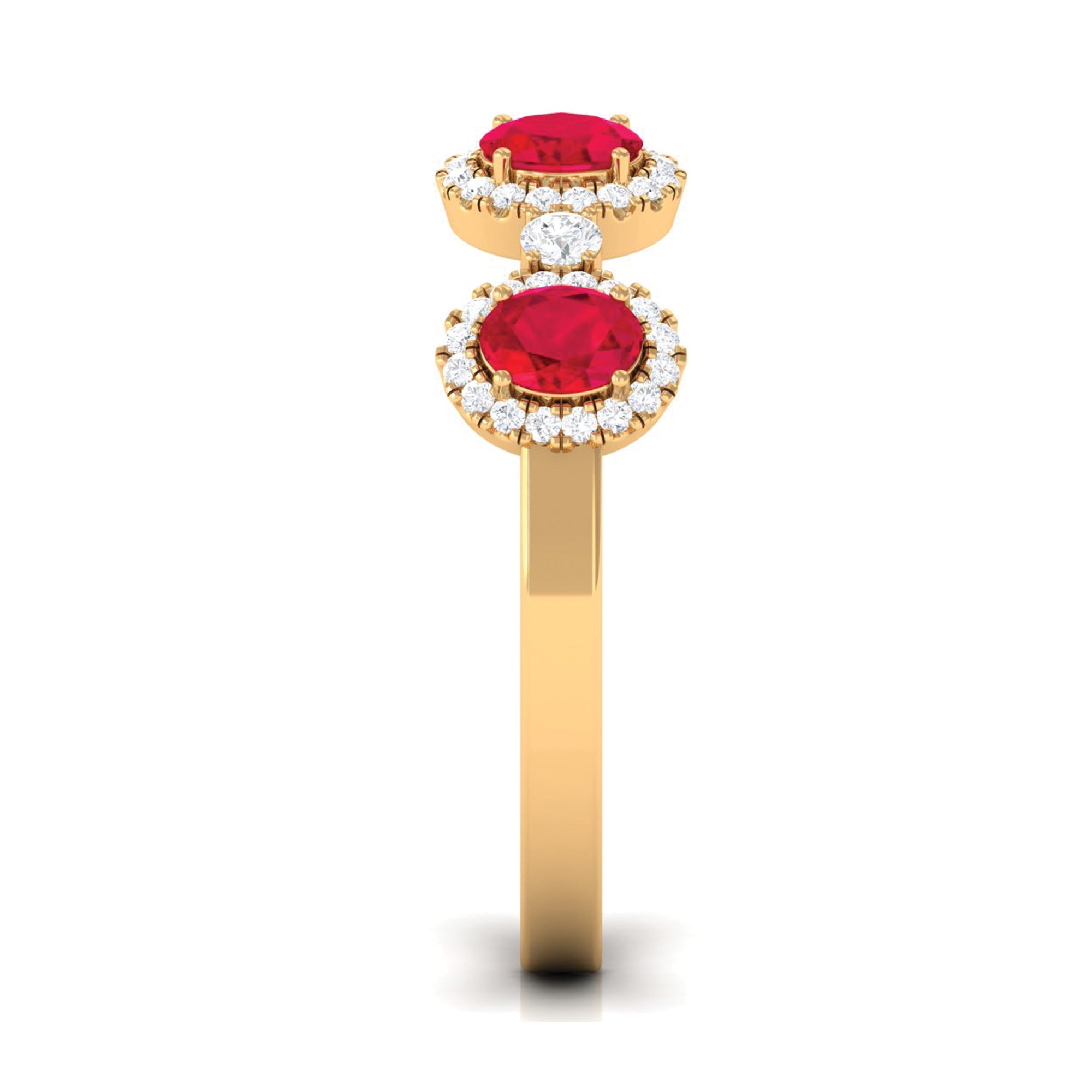 1.5 CT Lab Created Ruby and Diamond Wedding Band Lab Created Ruby - ( AAAA ) - Quality - Rosec Jewels