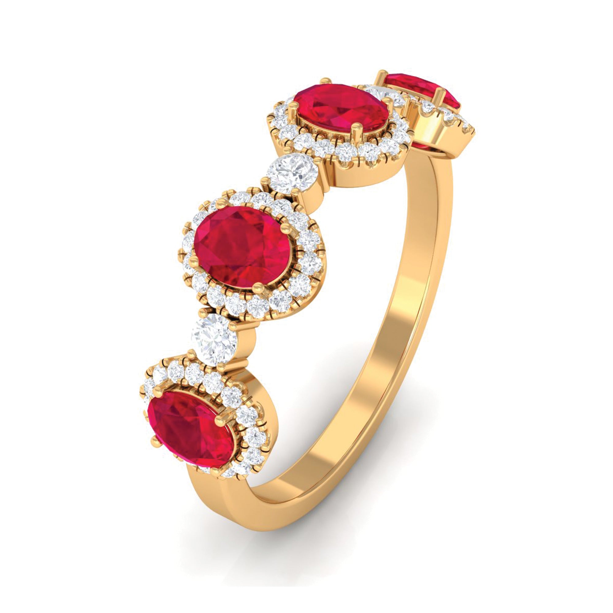 1.5 CT Lab Created Ruby and Diamond Wedding Band Lab Created Ruby - ( AAAA ) - Quality - Rosec Jewels