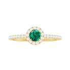 Lab Grown Emerald Minimal Halo Engagement Ring with Diamond Lab Created Emerald - ( AAAA ) - Quality - Rosec Jewels