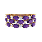 3.50 CT Amethyst and Moissanite Three Row Wedding Band Amethyst - ( AAA ) - Quality - Rosec Jewels