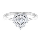 Heart Shape Diamond Engagement Ring with Double Halo Diamond - ( HI-SI ) - Color and Clarity - Rosec Jewels