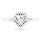 Heart Shape Diamond Engagement Ring with Double Halo Diamond - ( HI-SI ) - Color and Clarity - Rosec Jewels