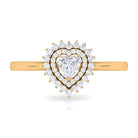 Heart Shape Diamond Engagement Ring with Double Halo Diamond - ( HI-SI ) - Color and Clarity - Rosec Jewels