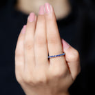 Lab Grown Blue Sapphire Simple Stackable Ring Lab Created Blue Sapphire - ( AAAA ) - Quality - Rosec Jewels