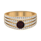 Garnet and Diamond Cocktail Engagement Ring Garnet - ( AAA ) - Quality - Rosec Jewels
