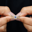 Vintage Inspired Round Tanzanite Engagement Ring with Diamond Halo Tanzanite - ( AAA ) - Quality - Rosec Jewels