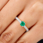 1 CT Classic Emerald and Diamond Ring Emerald - ( AAA ) - Quality - Rosec Jewels