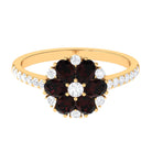 1.5 CT Garnet and Diamond Flower Cluster Engagement Ring Garnet - ( AAA ) - Quality - Rosec Jewels