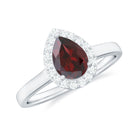 1.25 CT Pear Shape Garnet Ring with Diamond Halo Garnet - ( AAA ) - Quality - Rosec Jewels