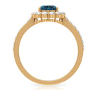 Oval Cut London Blue Topaz with Diamond Halo Ring London Blue Topaz - ( AAA ) - Quality - Rosec Jewels