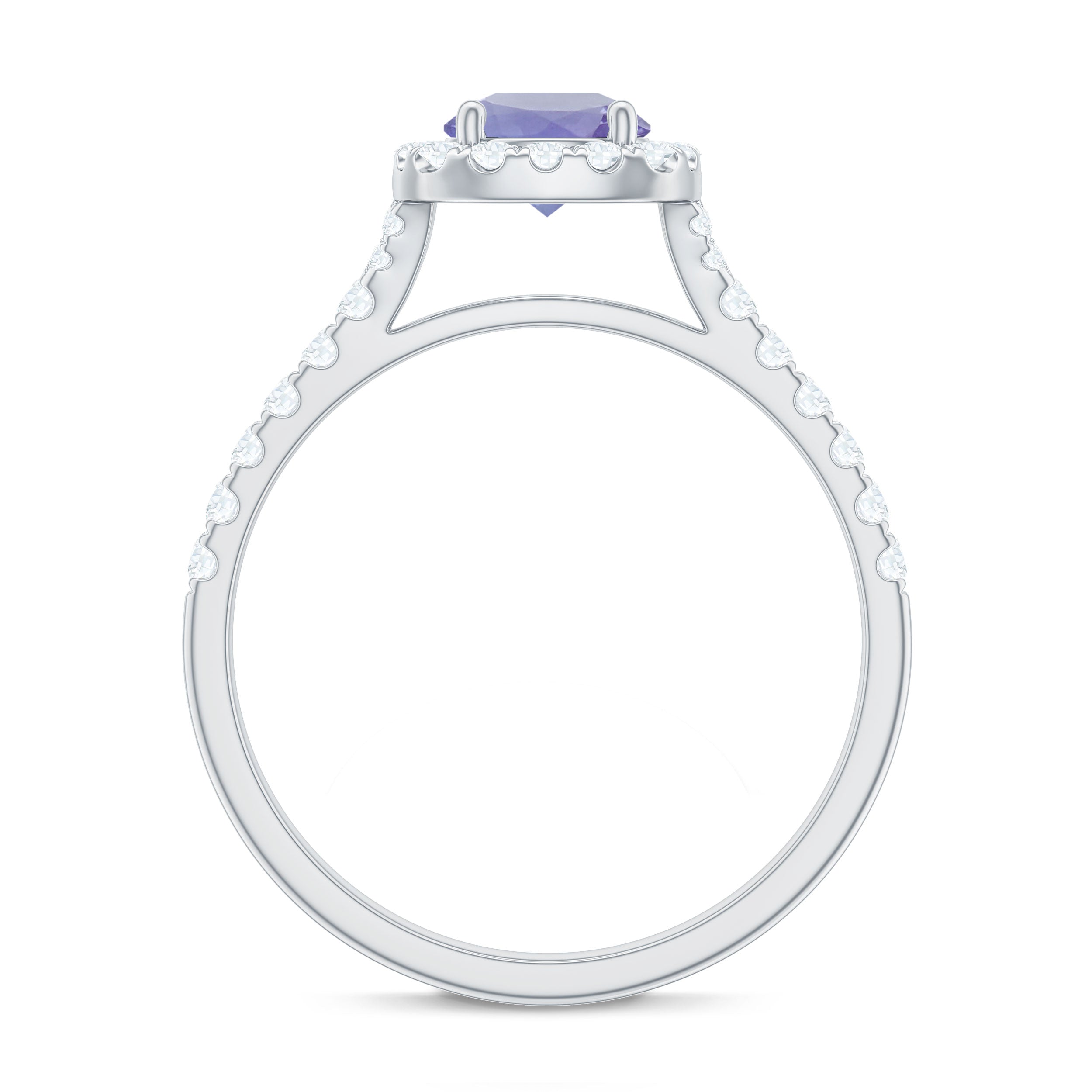 1.5 CT Round Shape Tanzanite and Diamond Floating Halo Designer Ring Tanzanite - ( AAA ) - Quality - Rosec Jewels