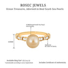 Golden South Sea Pearl Engagement Ring with Diamond South Sea Pearl - ( AAA ) - Quality - Rosec Jewels