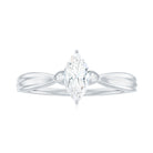 Marquise Moissanite Simple Solitaire Engagement Ring Moissanite - ( D-VS1 ) - Color and Clarity - Rosec Jewels