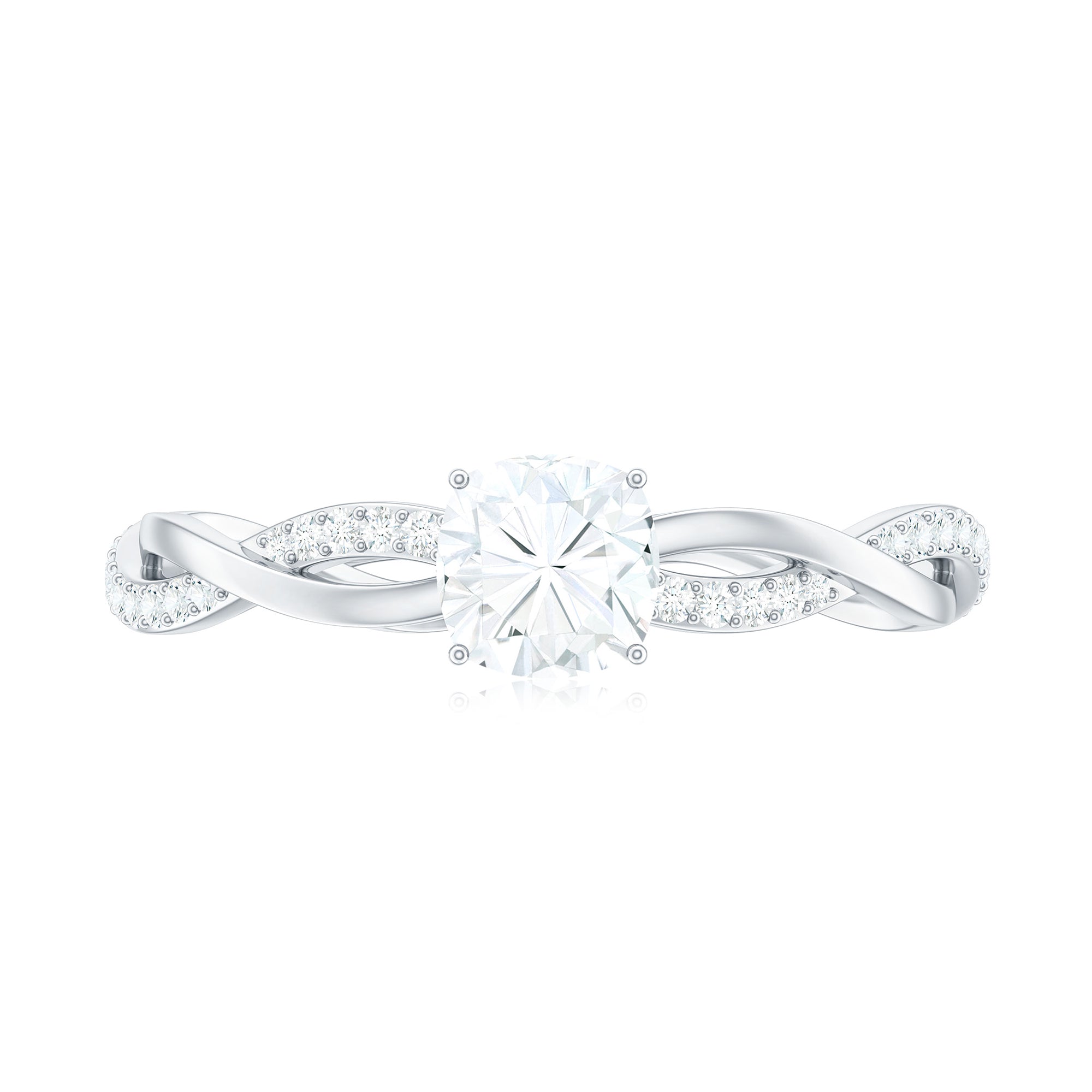 Cushion Cut Moissanite Solitaire Braided Promise Ring Moissanite - ( D-VS1 ) - Color and Clarity - Rosec Jewels