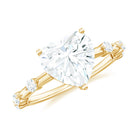 Large Heart Shape Moissanite Solitaire Engagement Ring in Gold Moissanite - ( D-VS1 ) - Color and Clarity - Rosec Jewels