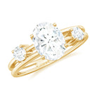 Oval Cut Moissanite Double Band Promise Ring in Gold Moissanite - ( D-VS1 ) - Color and Clarity - Rosec Jewels