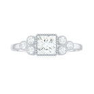 Princess and Round Cut Moissanite Designer Ring in Gold Moissanite - ( D-VS1 ) - Color and Clarity - Rosec Jewels