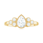 Pear and Round Cut Moissanite Designer Ring in Gold Moissanite - ( D-VS1 ) - Color and Clarity - Rosec Jewels