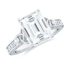 Antique Style Emerald Cut Moissanite Solitaire Celtic Knot Ring in Gold Moissanite - ( D-VS1 ) - Color and Clarity - Rosec Jewels