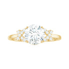 Round Cut Moissanite Solitaire Ring in Spilt Shank Moissanite - ( D-VS1 ) - Color and Clarity - Rosec Jewels