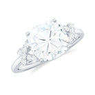 Cushion Cut Moissanite Solitaire Ring in Spilt Shank Moissanite - ( D-VS1 ) - Color and Clarity - Rosec Jewels