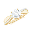 Classic Round Cut Moissanite Solitaire Engagement Ring in Gold Moissanite - ( D-VS1 ) - Color and Clarity - Rosec Jewels