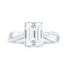 Classic Emerald Cut Moissanite Solitaire Engagement Ring in Gold Moissanite - ( D-VS1 ) - Color and Clarity - Rosec Jewels