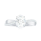 Classic Oval Cut Moissanite Solitaire Engagement Ring in Gold Moissanite - ( D-VS1 ) - Color and Clarity - Rosec Jewels