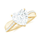 Classic Heart Shape Moissanite Solitaire Engagement Ring in Gold Moissanite - ( D-VS1 ) - Color and Clarity - Rosec Jewels