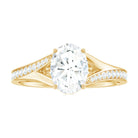 Oval Cut Moissanite Solitaire Engagement Ring with Split Shank Moissanite - ( D-VS1 ) - Color and Clarity - Rosec Jewels