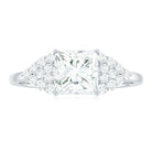 Princess Moissanite Solitaire Engagement Ring with Side Stones Moissanite - ( D-VS1 ) - Color and Clarity - Rosec Jewels