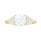 Cushion Moissanite Solitaire Engagement Ring with Side Stones Moissanite - ( D-VS1 ) - Color and Clarity - Rosec Jewels