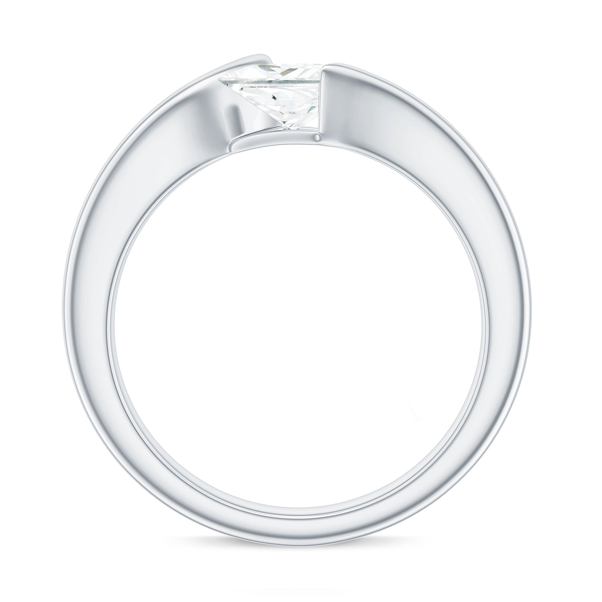 Princess Cut Certified Moissanite Solitaire Bypass Ring in Gold Moissanite - ( D-VS1 ) - Color and Clarity - Rosec Jewels