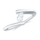 Simple Marquise Cut Moissanite Solitaire Bypass Gold Ring Moissanite - ( D-VS1 ) - Color and Clarity - Rosec Jewels