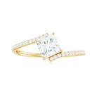 Princess Cut Solitaire Moissanite Bypass Promise Ring Moissanite - ( D-VS1 ) - Color and Clarity - Rosec Jewels