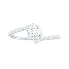 Round Cut Moissanite Solitaire Bypass Promise Ring Moissanite - ( D-VS1 ) - Color and Clarity - Rosec Jewels