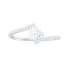 Heart Shape Solitaire Moissanite Bypass Promise Ring Moissanite - ( D-VS1 ) - Color and Clarity - Rosec Jewels