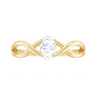 Oval Cut Moissanite Solitaire Crossover Ring in Gold Moissanite - ( D-VS1 ) - Color and Clarity - Rosec Jewels