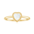 Heart Shape Moissanite Solitaire Gold Engagement Ring in Bezel Setting Moissanite - ( D-VS1 ) - Color and Clarity - Rosec Jewels